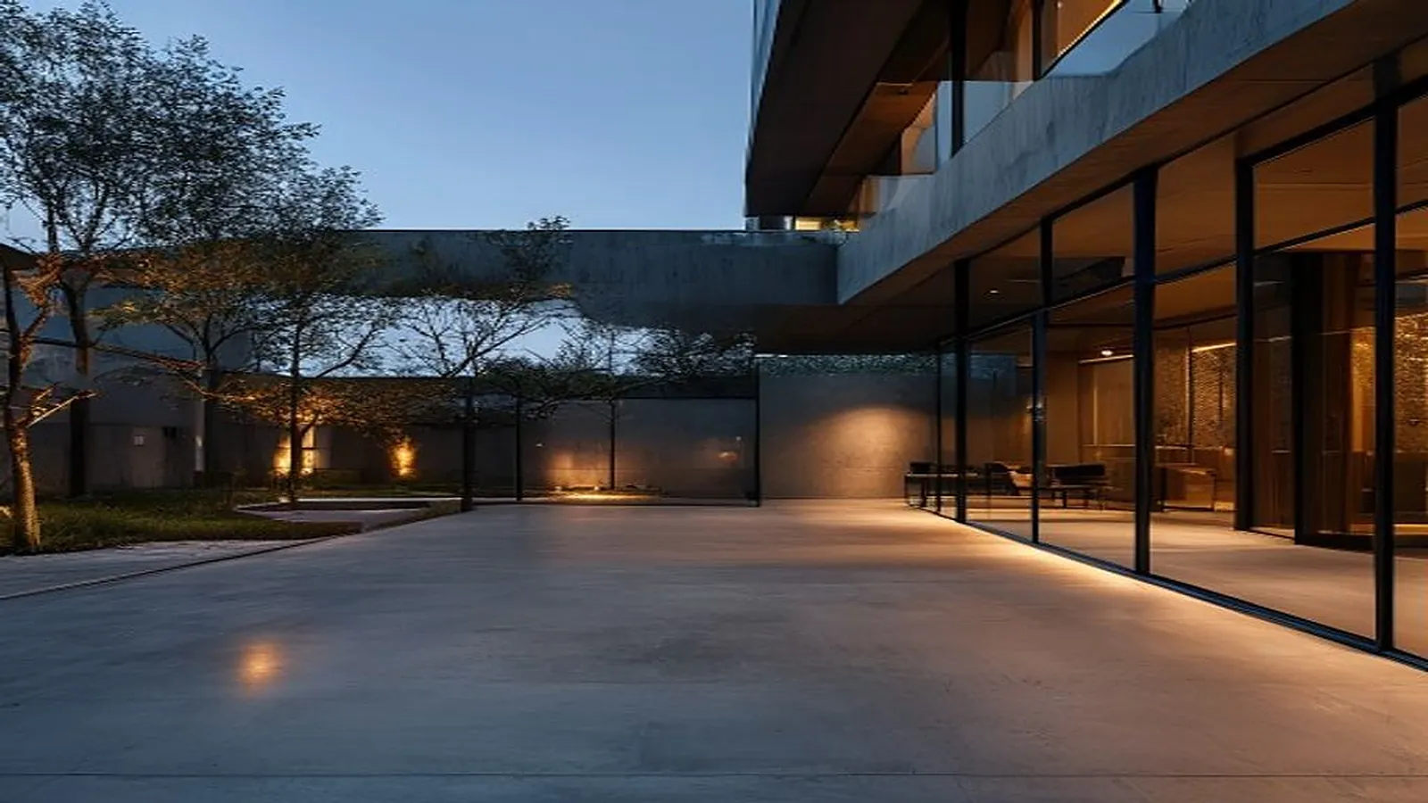Residential community at dusk with a 24/7 pet wash installation